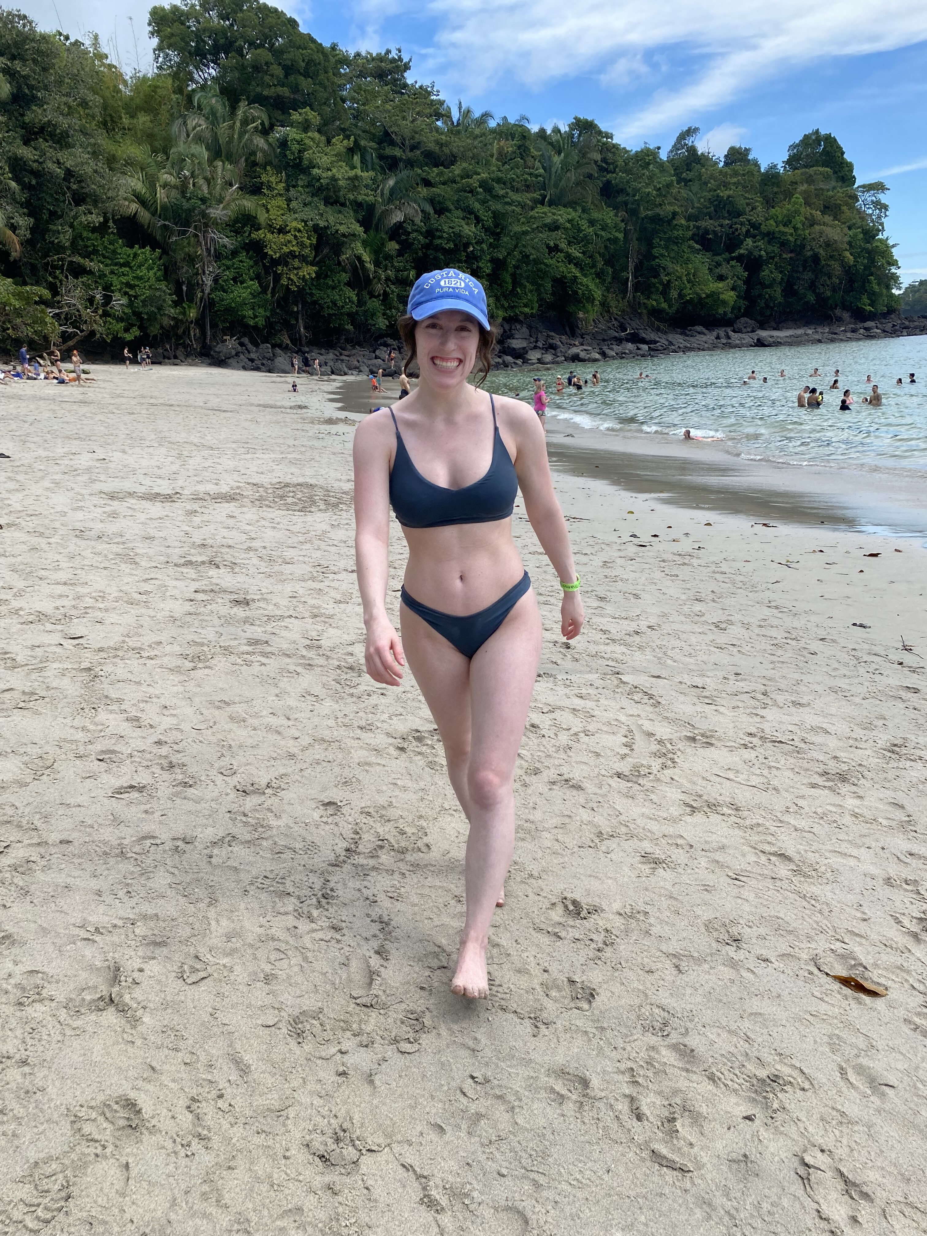 Bella walking along Manuel Antonio Beach.
