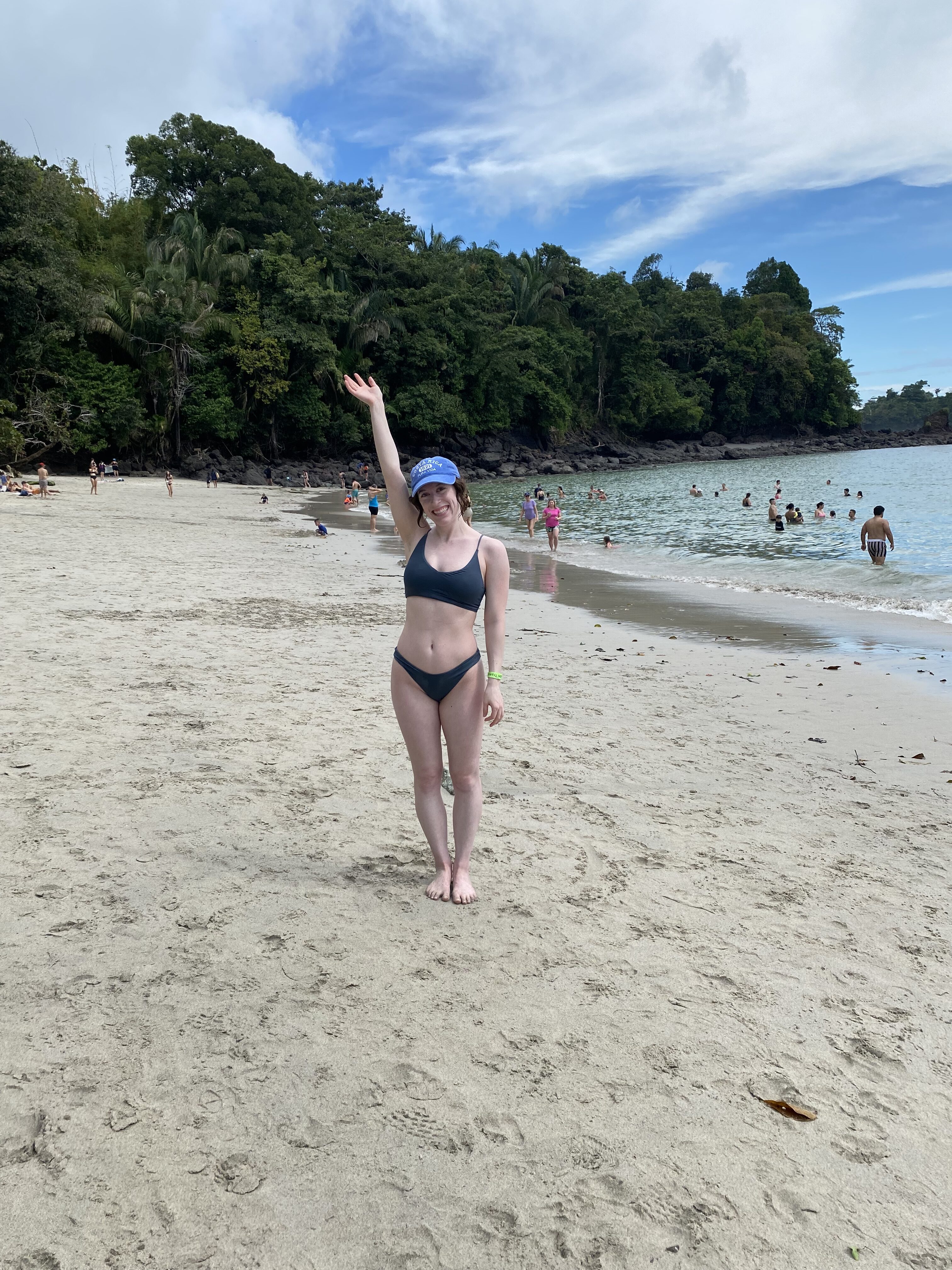Bella posing at Manuel Antonio Beach in Costa Rica.