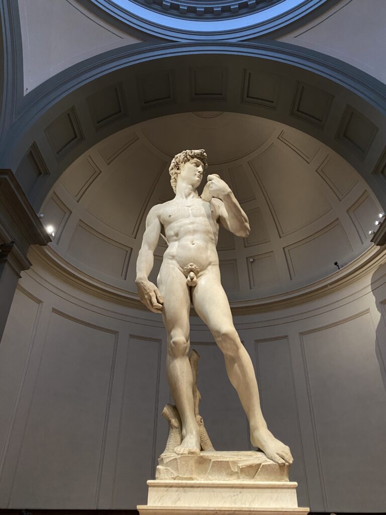 Michelangelo's David sculpture in Galleria dell'Accademia.