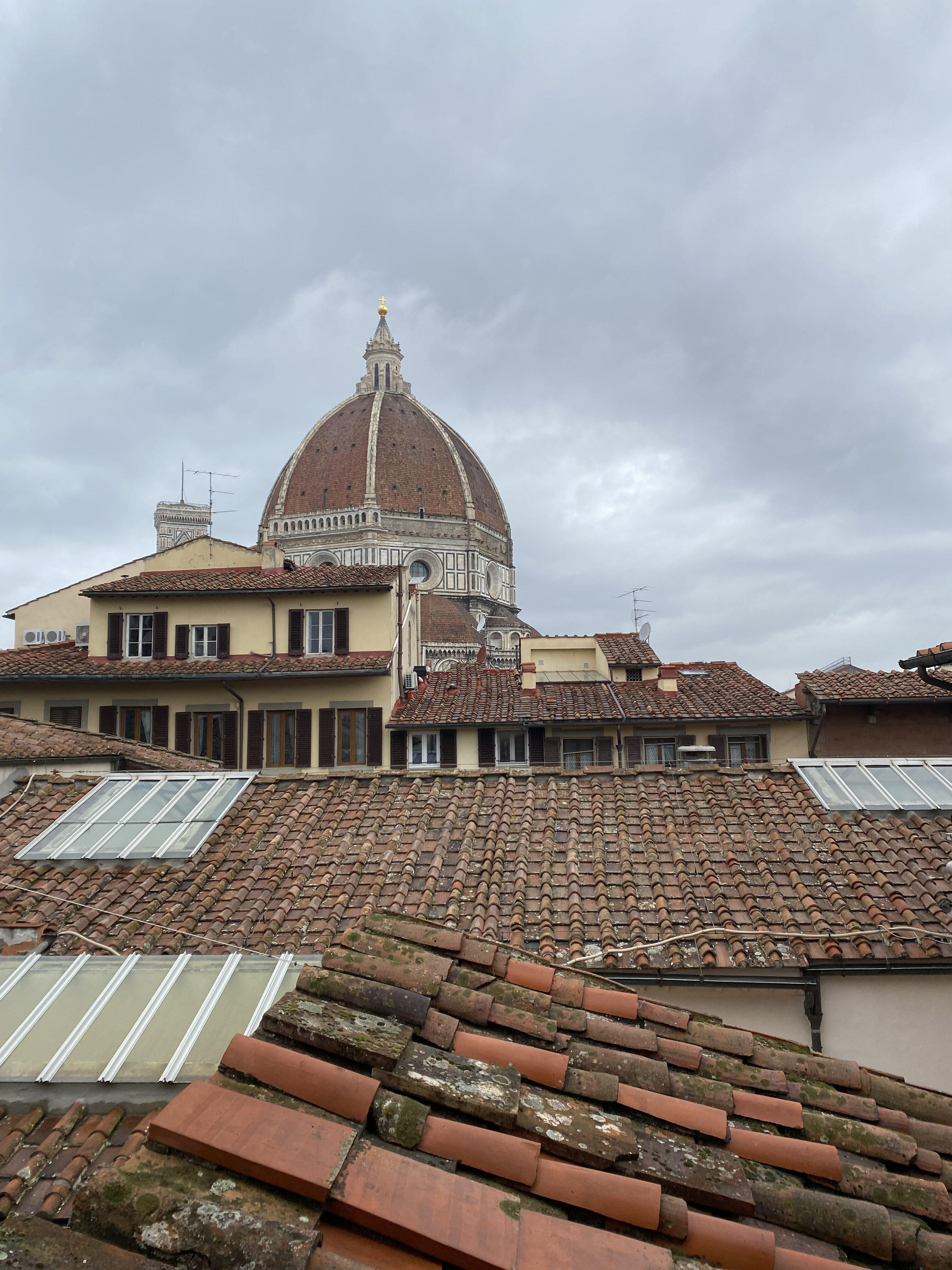 An incredible view of the Florence Duomo, seen from the burnt orange rooftops above Biblioteca Delle Oblate.