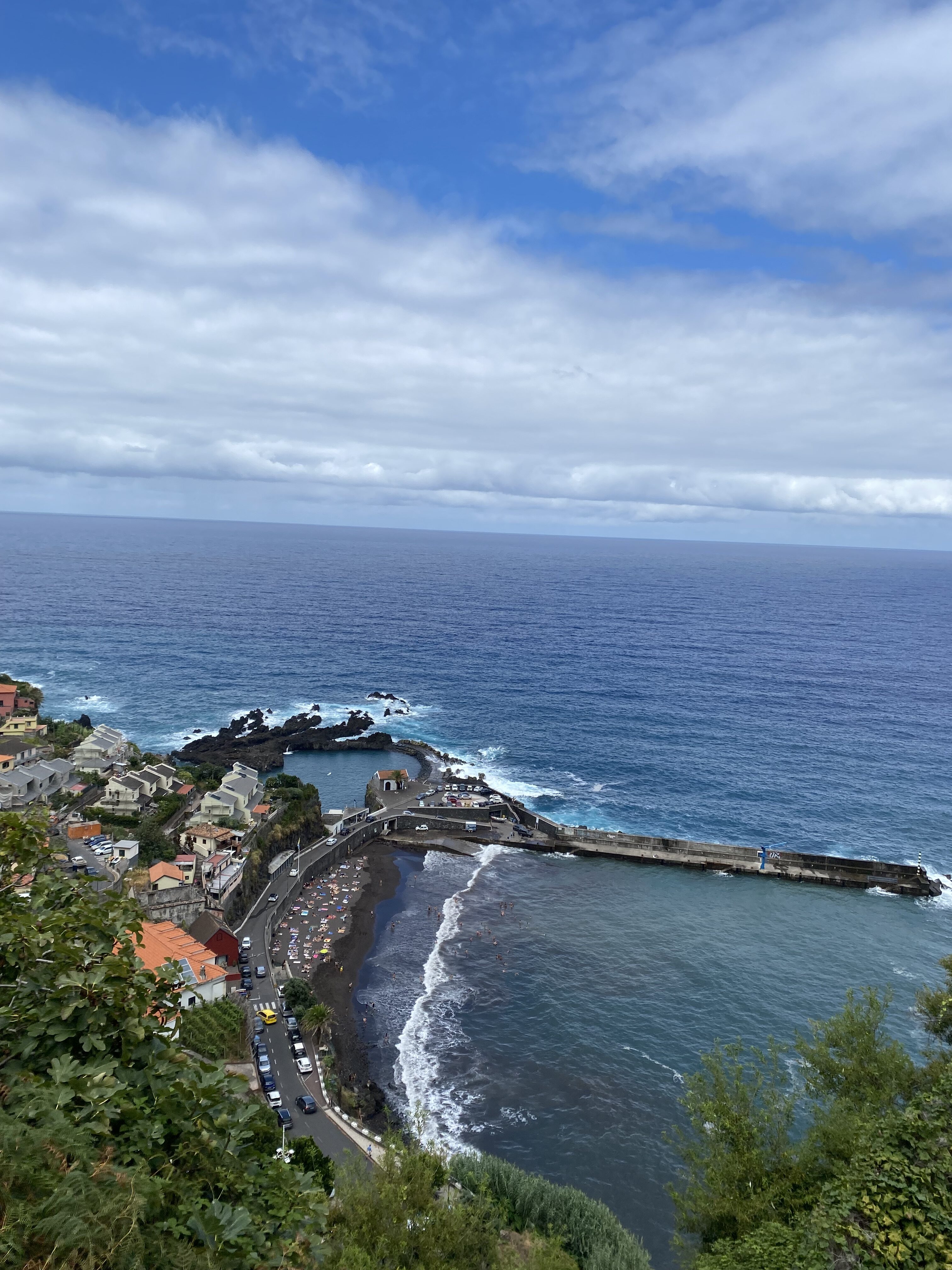 Cliffside view of Seixal and the Atlantic Ocean in Madeira.
