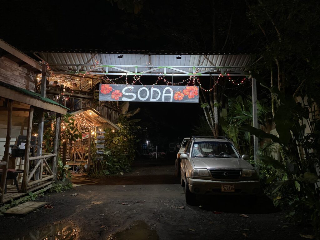 A traditional Costa Rican "Soda" – a small "mom-and-pop" restaurant serving Costa Rican classics.