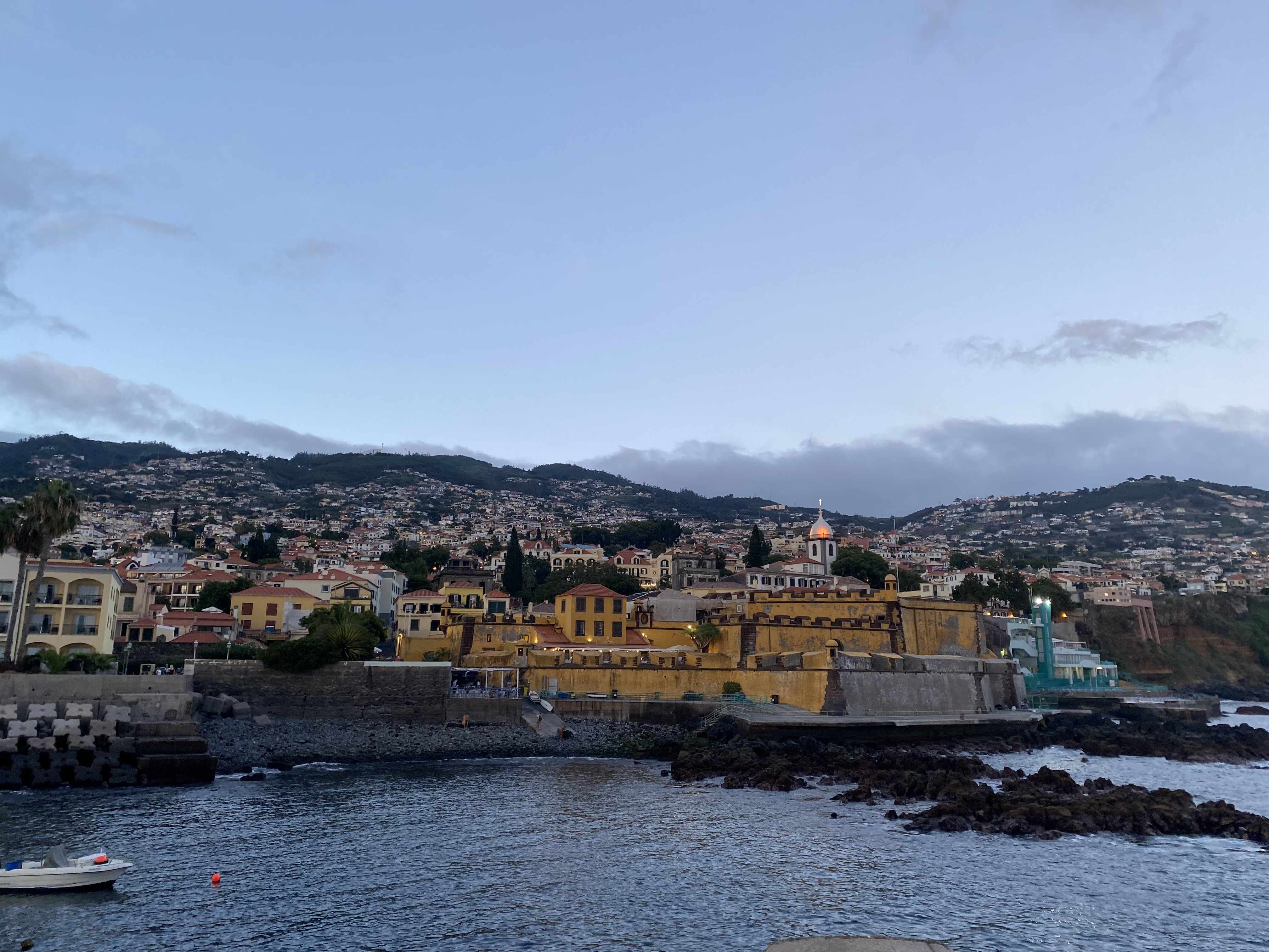 The city of Funchal at dusk.