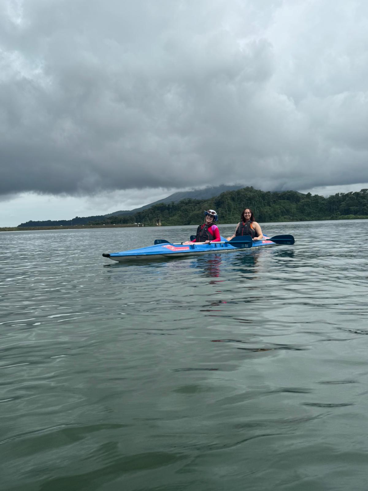 Bella and her friend kayaking on Lake Arenal.