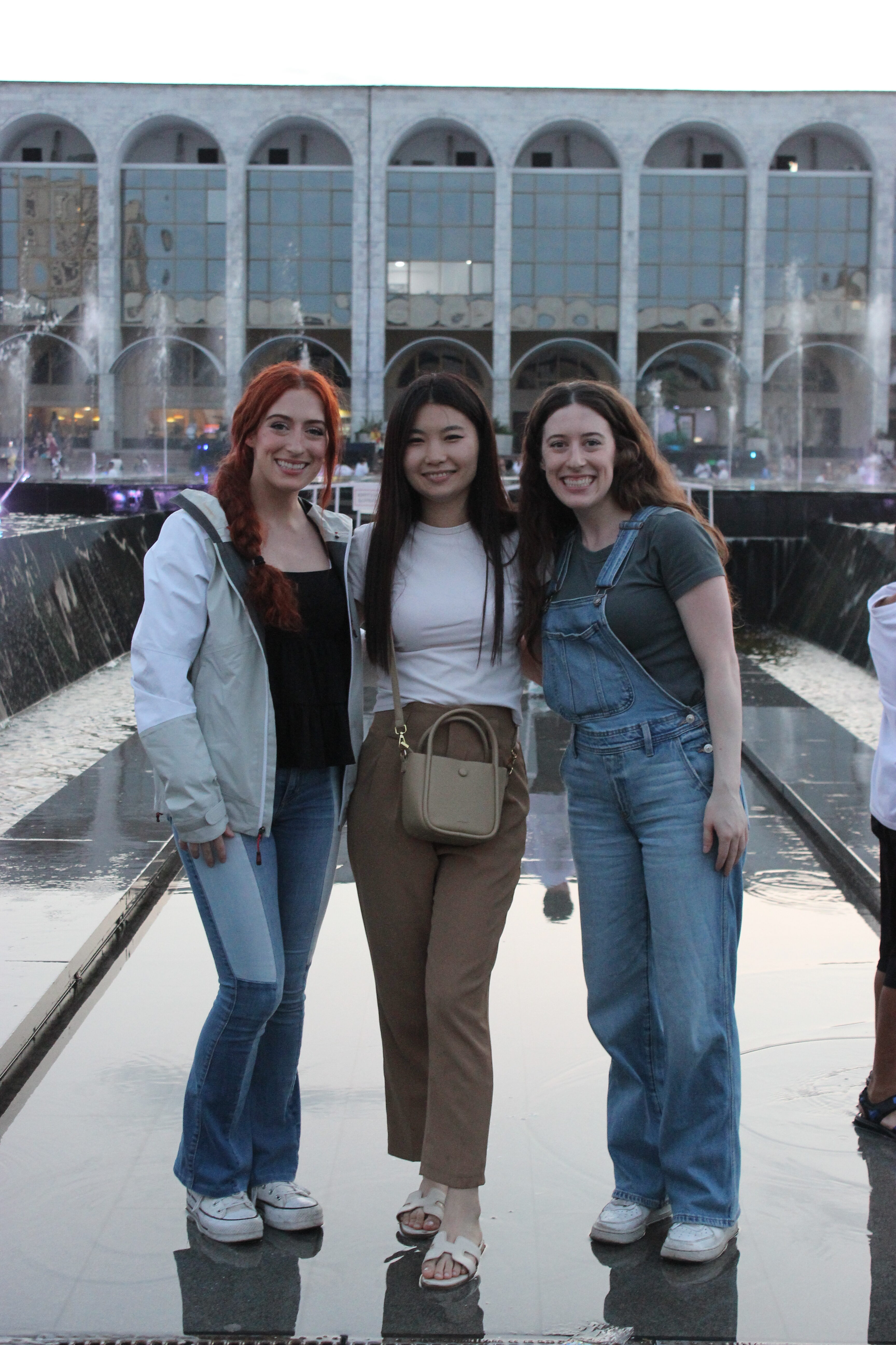Lily, Aigerim and Bella at Ala Too Square.