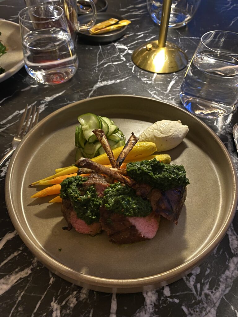 A delicious steak with vegetables at the restaurant in Kamana Lakehouse (Nest).