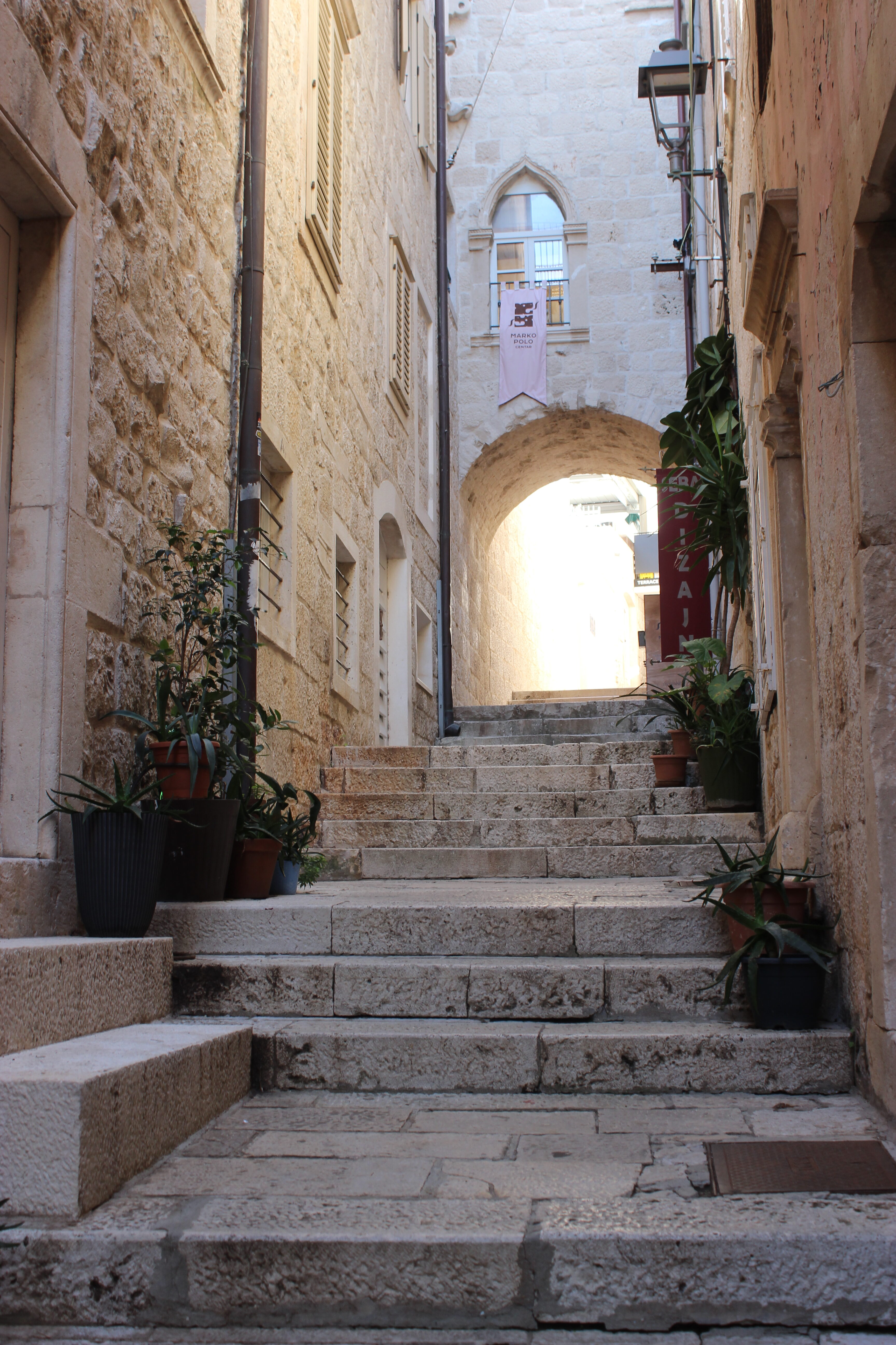A narrow stone street in Korčula Old Town.