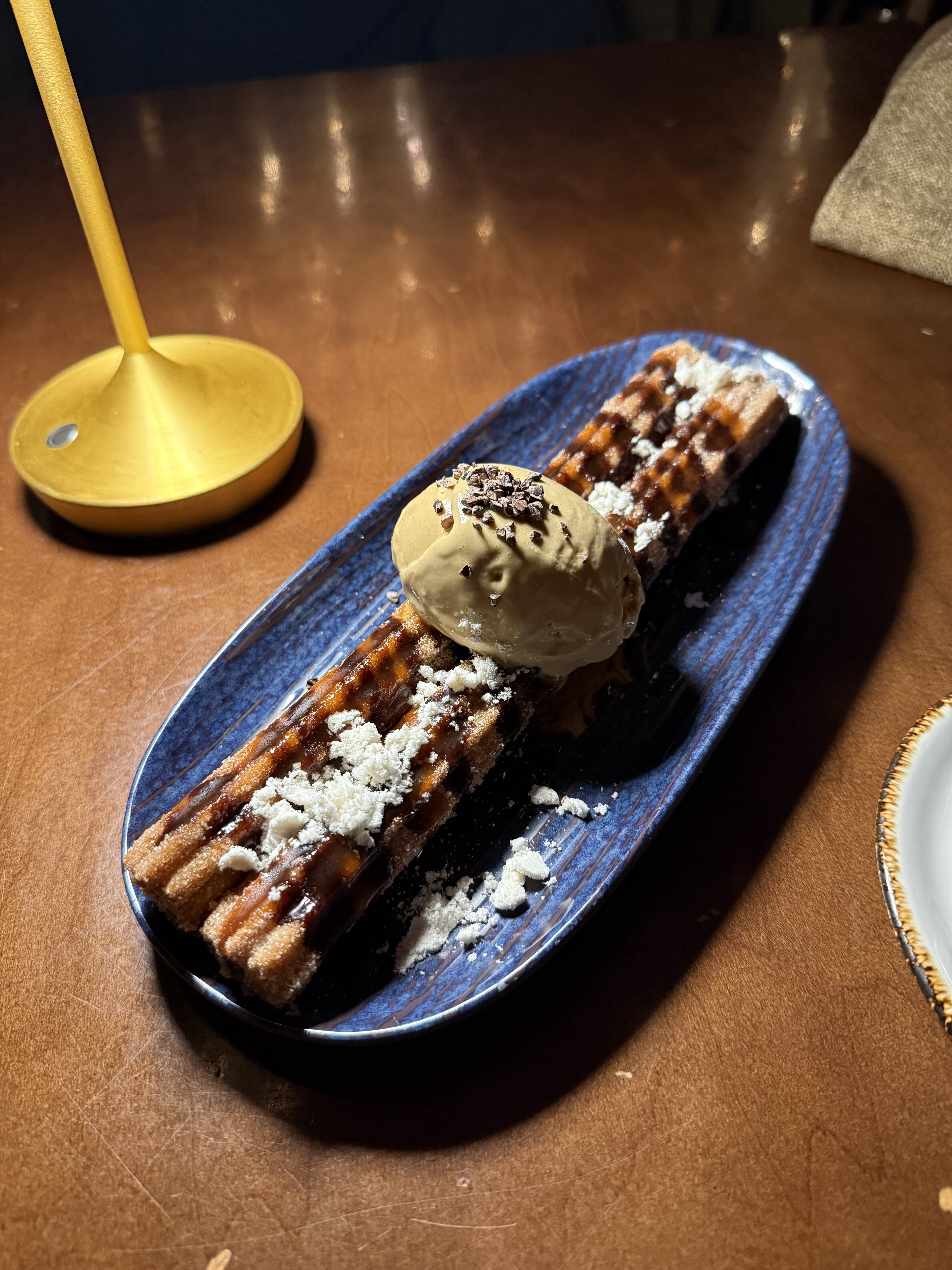 Churros with caramel ice cream, Bésame Steamboat Springs.