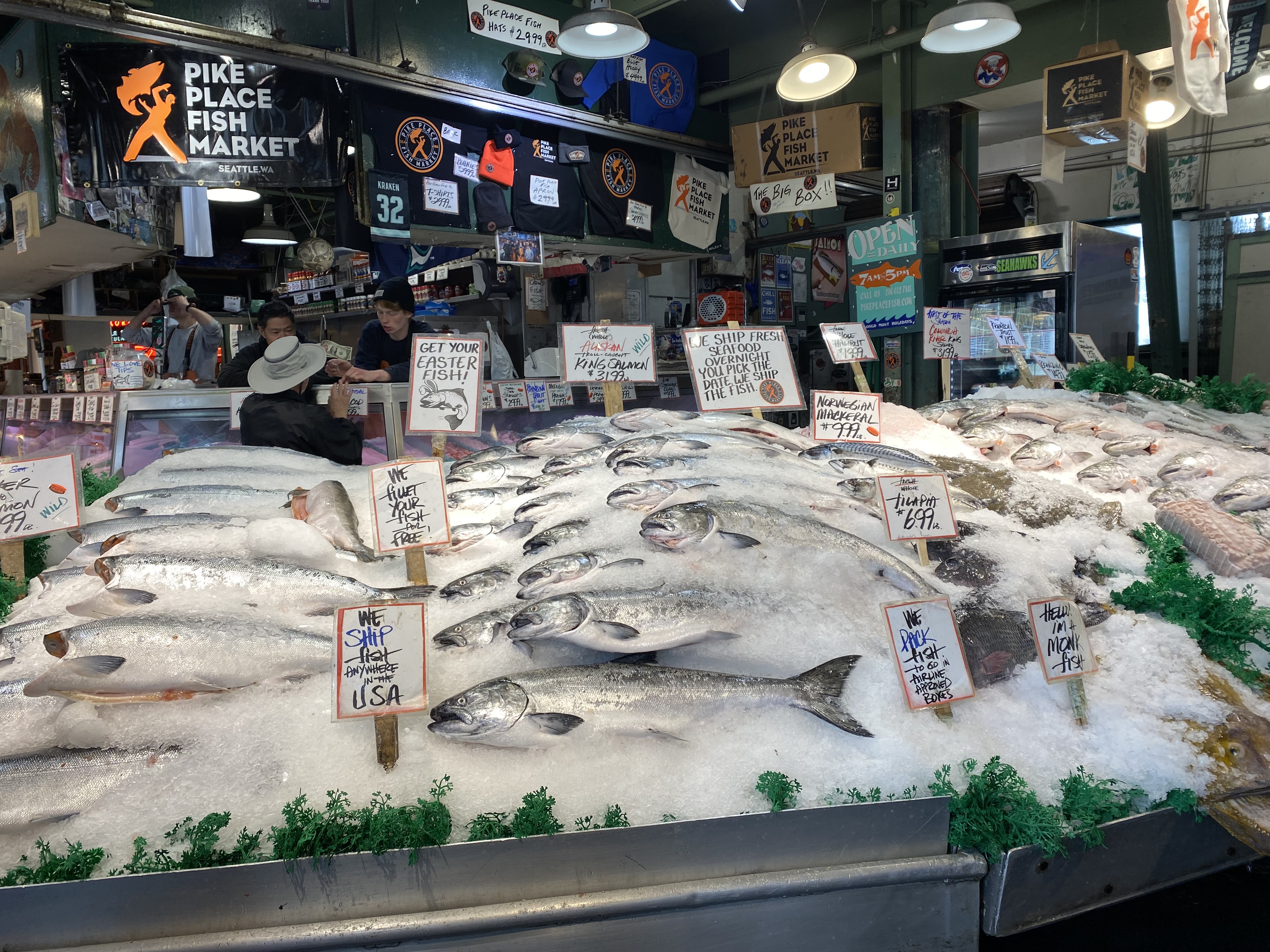 Fish on ice at the Pike Place Market.