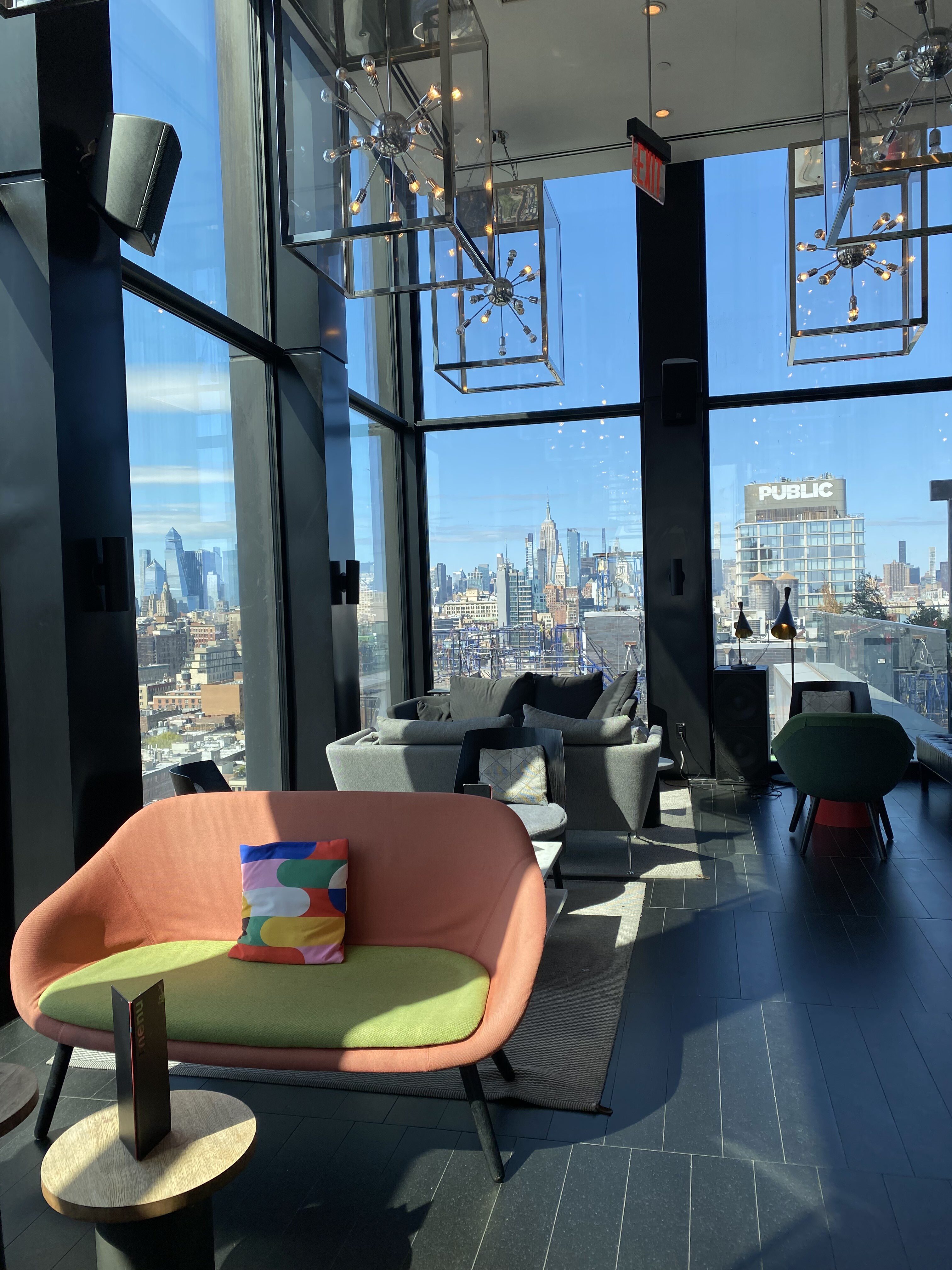 The incredible view of Manhattan at CloudM rooftop bar.