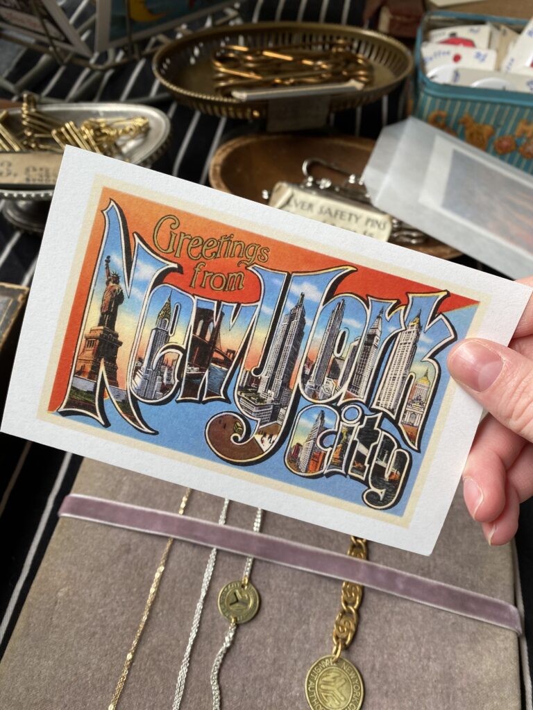 A vintage New York City postcard from the Brooklyn Flea.