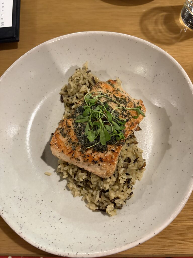 Salmon over wild rice at Forge Chattanooga.