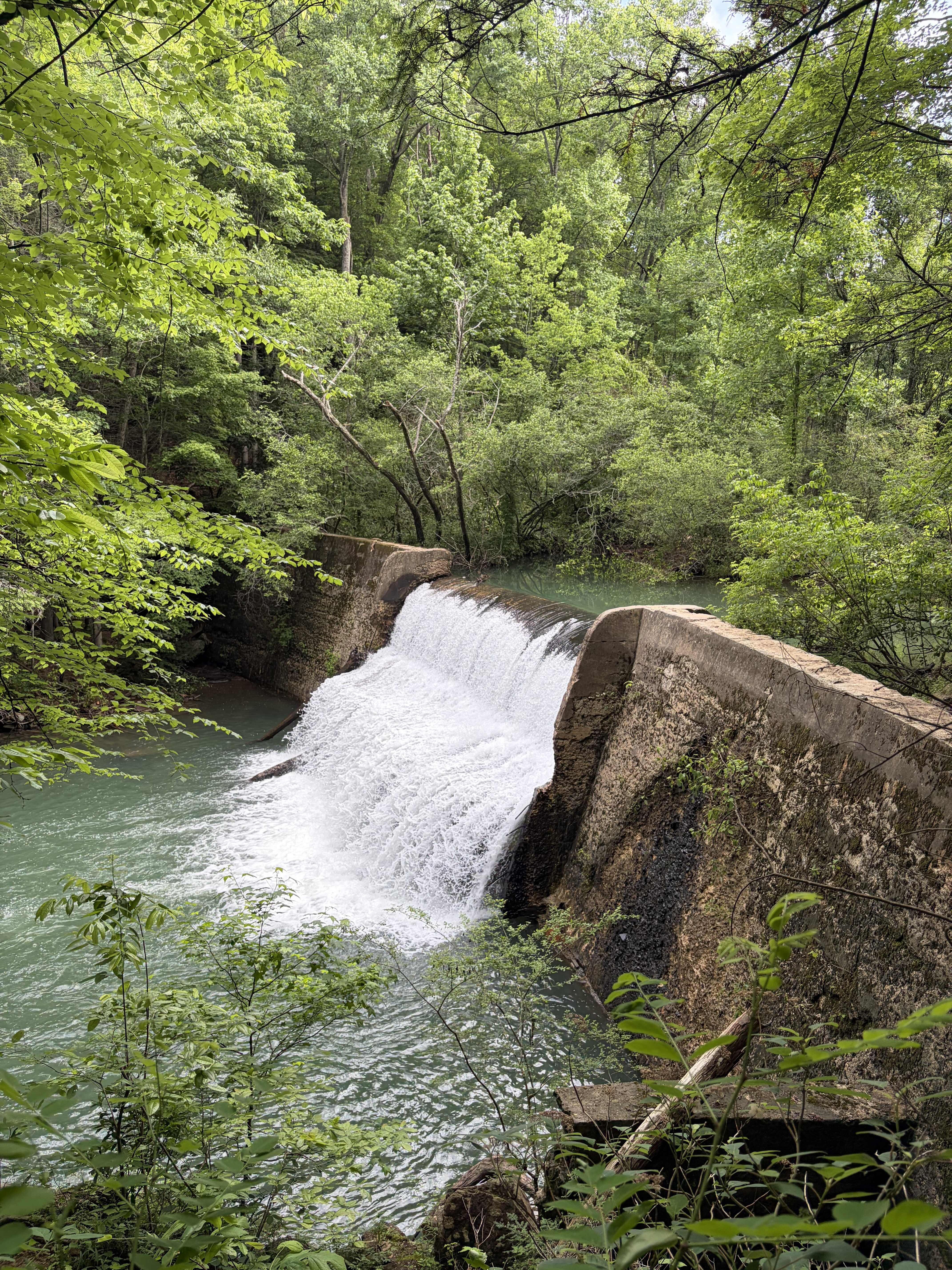 Rainbow Lake Dam and waterfall (side profile).